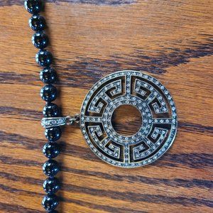 Black crystal bead necklace